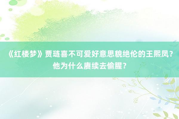 《红楼梦》贾琏喜不可爱好意思貌绝伦的王熙凤？他为什么赓续去偷腥？